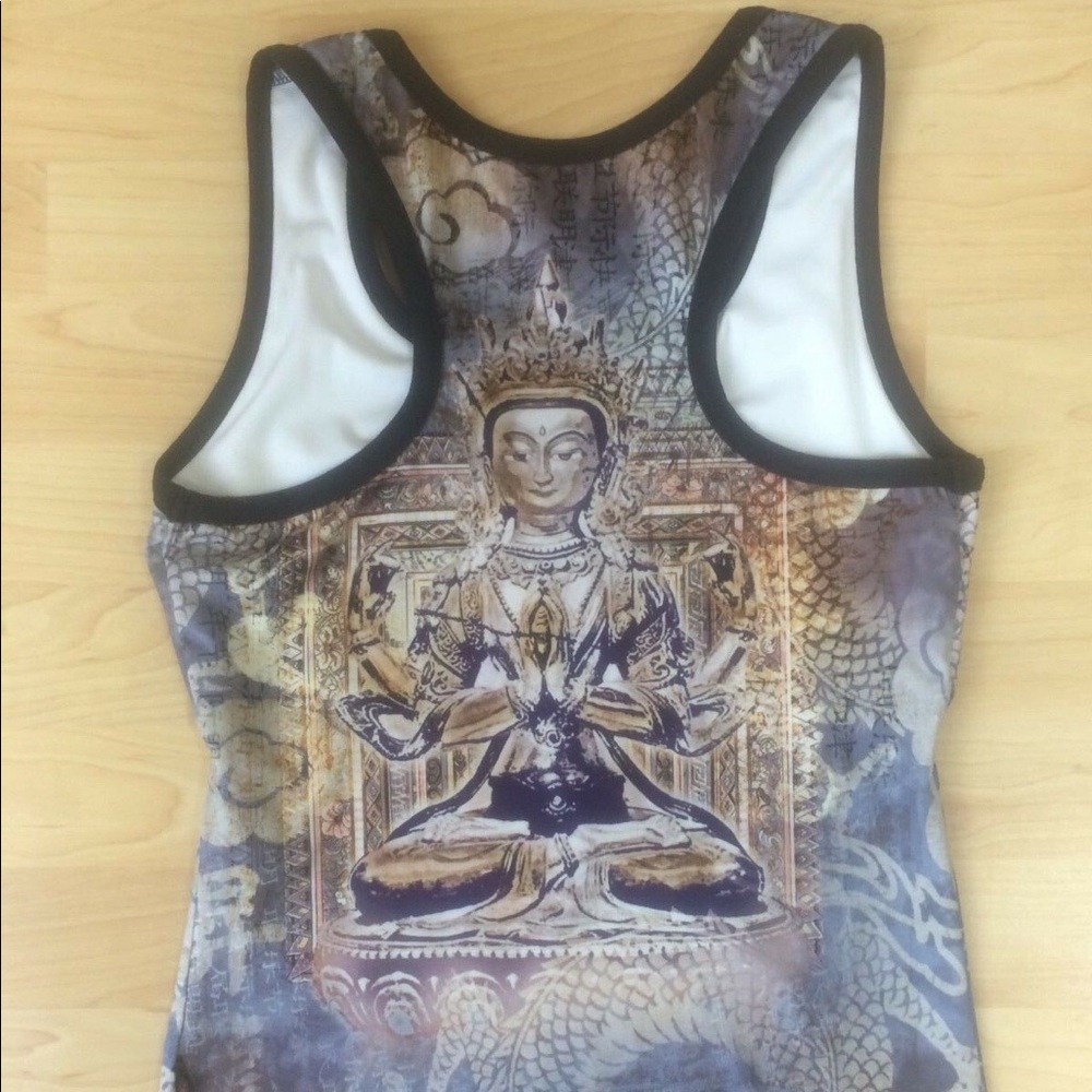 KOS USA Buddha Graphic Racerback Tank Top - Picture 6 of 7